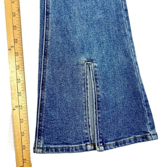 Arula High-Rise Jeans Sz 10 Blue Distressed Split Flare Leg Smart Casual Denim - Picture 13 of 15